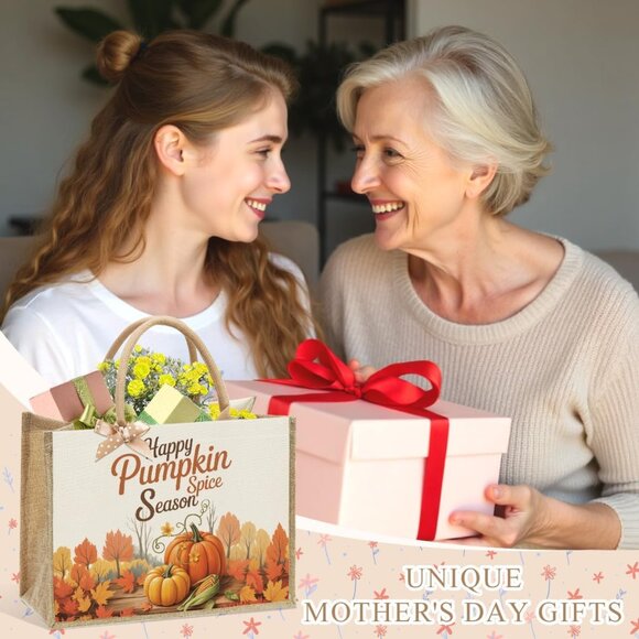 Autumn Pumpkin Canvas Tote Bag for Women, Rustic Country Gift Christmas Thanksgi - Picture 2 of 6